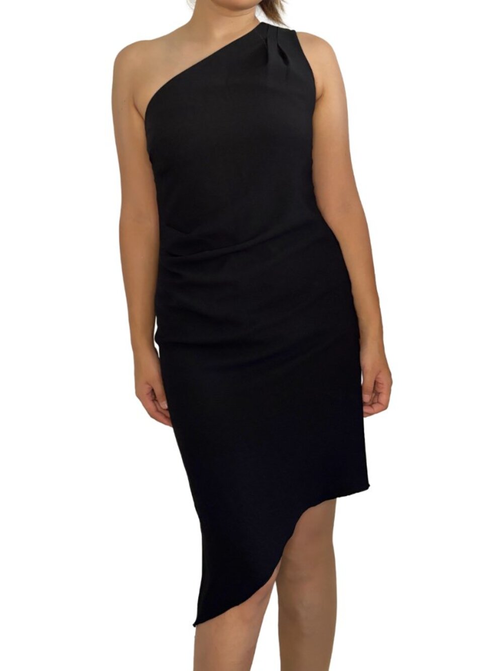 White House Black Market One Shoulder Asymmetrical Classic Little Black Dress